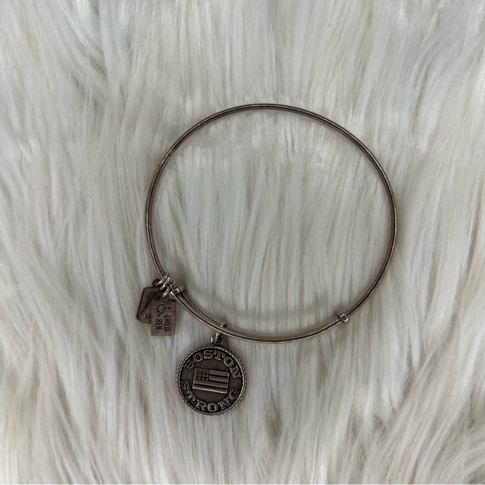 Wind & Fire Silver Boston Strong American Flag Charm Bangle Bracelet